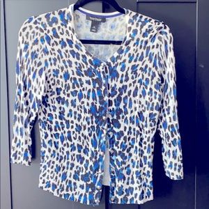Whbm blue leopard cardigan